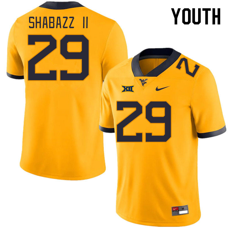Youth #29 Deuce Shabazz II West Virginia Mountaineers College Football Jerseys Stitched Sale-Gold - Click Image to Close